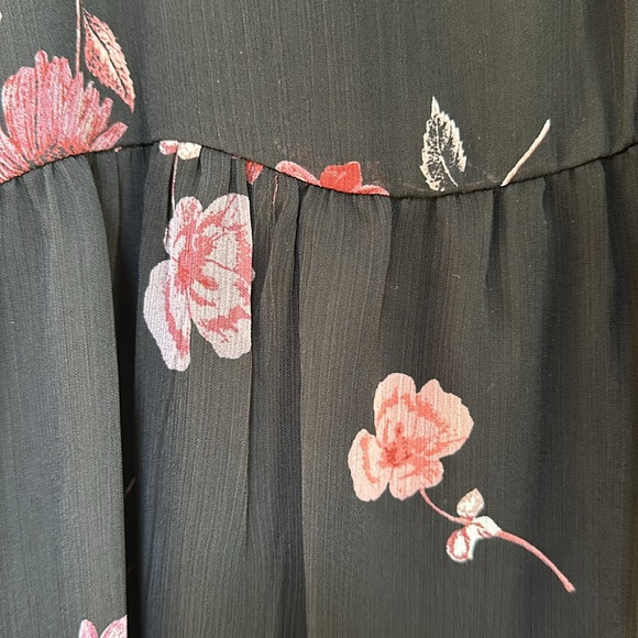 CeCe dress Small flowered IPANEMA STROLL tiered skirt lined NWT sheer sleeve - Picture 5 of 12